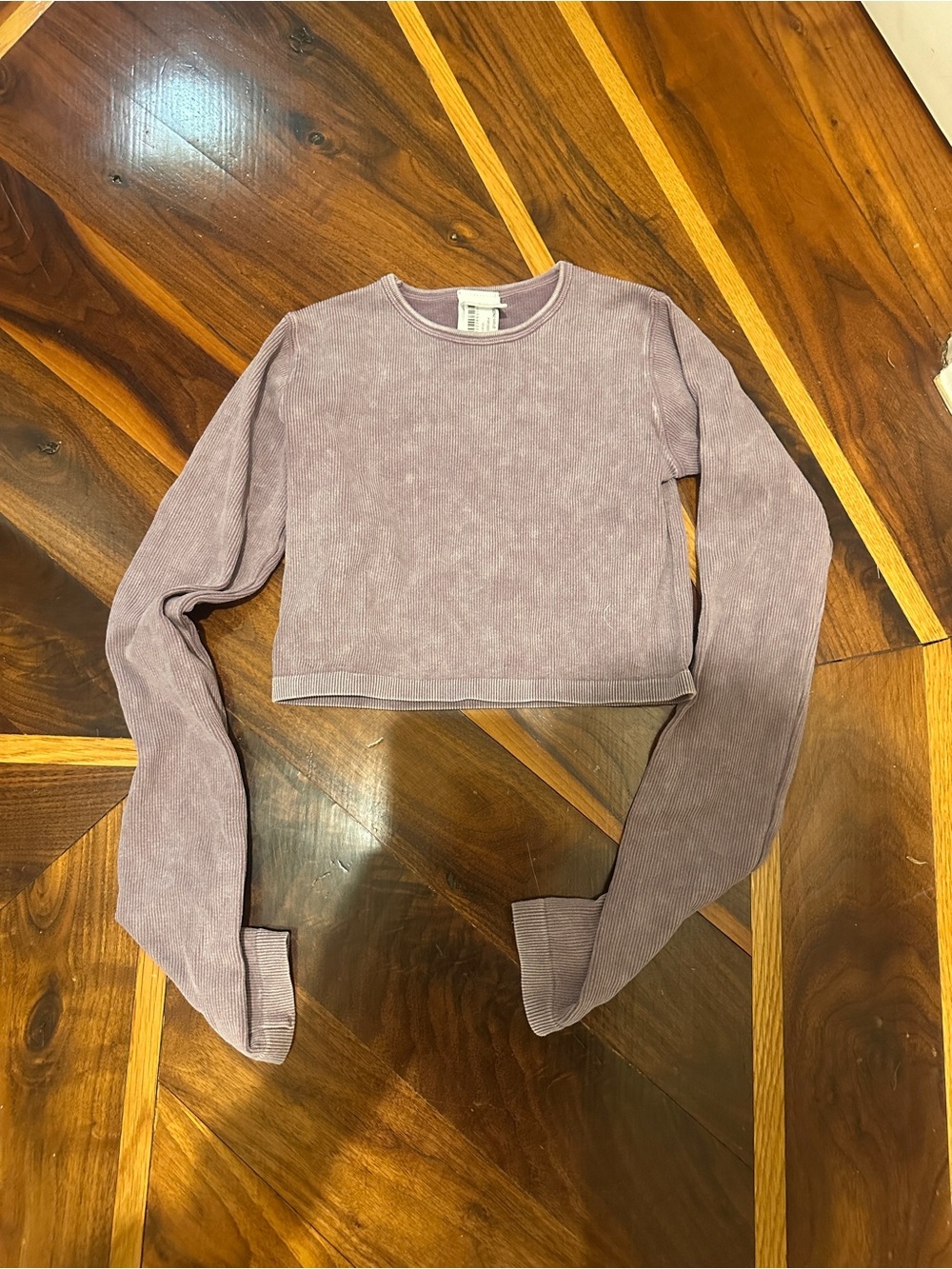 Zara purple girls Cropped Ribbed Long-Sleeve Top
